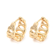 Brass Hoop Earrings, Hollow Horn, Light Gold, 15.5x9mm(EJEW-G363-13KCG)