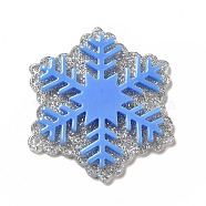 Acrylic Pendants, with Glitter Powder, Snowflake Charm, Cornflower Blue, 45x38x4mm, Hole: 1.4mm(OACR-B003-03C)