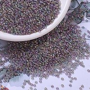 MIYUKI Round Rocailles Beads, Japanese Seed Beads, 11/0, (RR2440) Transparent Gray Rainbow Luster, 2x1.3mm, Hole: 0.8mm, about 5500pcs/50g(SEED-X0054-RR2440)