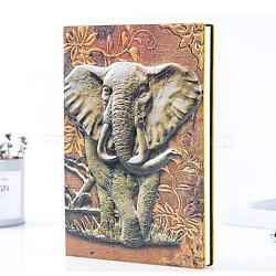 3D PU Leather Notebook, with Paper Inside, Rectangle with Elephant Pattern, for School Office Supplies, Multi-color, 215x145mm(OFST-PW0009-005A)