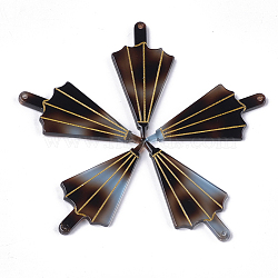 Cellulose Acetate(Resin) Pendants, Umbrella, Coconut Brown, 39.5x19~19.5x2.5mm, Hole: 1.2mm(KY-S158-27A)