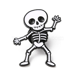 Halloween Alloy Enamel Brooch for Backpack Clothing, Skull, 31.5x25.5x2mm(JEWB-D015-01A-EB)