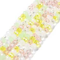 Glass Beads Strands, Faceted, Rondelle, Champagne Yellow, 10x8mm, Hole: 1mm, about 63~65pcs/strand, 19.2~20 inch(48~50cm)(EGLA-A034-M10mm-45)