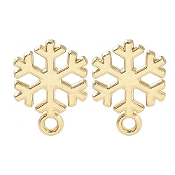 Alloy Stud Earring Findings, Snowflake, Golden, 14x10mm, Hole: 1.5mm, Pin: 0.7X13mm(FIND-U006-03G)