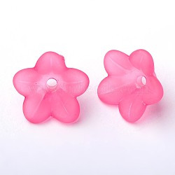 Transparent Acrylic Beads, Frosted, Flower, Deep Pink, 13x7mm, Hole: 1mm, about 1865pcs/500g(PL560-2)