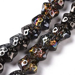 Transparent Electroplate Glass Beads Strands, Rainbow Plated, Star, Black, 15x15x9mm, Hole: 1.2mm, about 45pcs/strand, 23.62 inch(60cm)(GLAA-C025-01C)