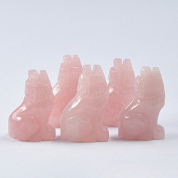 Natural Rose Quartz Carved Healing Wolf Figurines, Reiki Stones Statues for Energy Balancing Meditation Therapy, 38x25mm(WOLF-PW0001-16B)