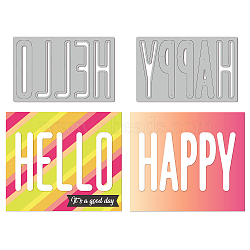 2Pcs 2 Styles HAPPY & HELLO Carbon Steel Cutting Dies Stencils, for DIY Scrapbooking, Photo Album, Decorative Embossing Paper Card, Word, 77x121mm, 2pcs/set(DIY-WH0309-897)