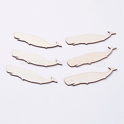Wood Cabochons, Whale, Blanched Almond, 9.4x2.3x0.25cm(X-WOOD-F005-17)