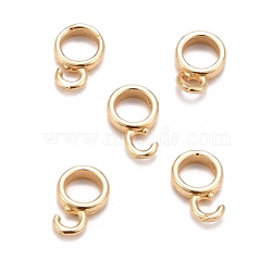 Brass Tube Bails, Loop Bails, Long-Lasting Plated, Ring, Real 18K Gold Plated, 8.5x6x2mm, Hole: 2mm, Inner Diameter: 4mm(ZIRC-I054-02G)