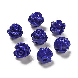 Synthetic Coral Carved Beads, Dyed, Flower, Dark Blue, 8.5x8.5x8mm, Hole: 1.2mm(CORA-H003-01B-04)