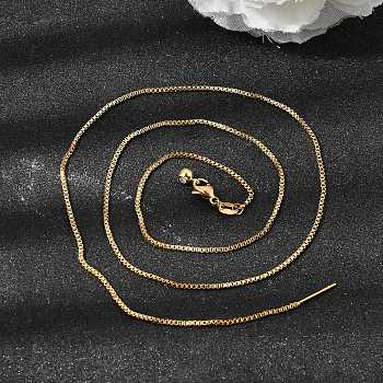 1.2MM Unisex 304 Stainless Steel Box Chain Necklaces, Adjustable Slider Necklaces, Golden, 20.08 inch(51cm)