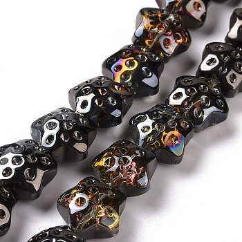 Transparent Electroplate Glass Beads Strands, Rainbow Plated, Star, Black, 15x15x9mm, Hole: 1.2mm, about 45pcs/strand, 23.62 inch(60cm)