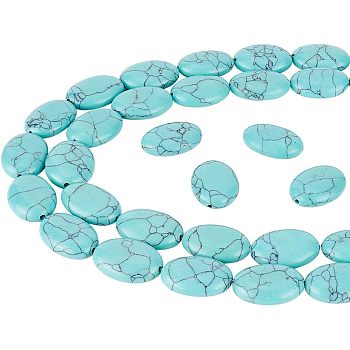 2 Strands Flat Oval Synthetic Turquoise Stone Beads Strands, 18x13x6mm, Hole: 2mm, about 22pcs/strand, 15.70''(39.87cm)