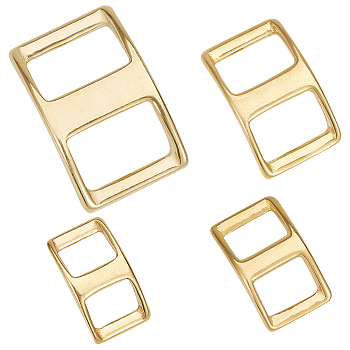 4Pcs 4 Styles Brass Tri-Glide Adjuster Buckles Clasps, for Fixed Buckle Adjusting Buckle Garment Accessories, Golden, 19~33x33~52x12~16mm, 1pcs/style