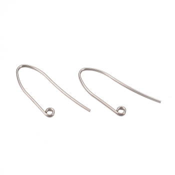 Stainless Steel Earring Hooks, Ear Wire, Stainless Steel Color, 34x13.5x0.8mm, Hole: 1.5mm, Pin: 0.8mm