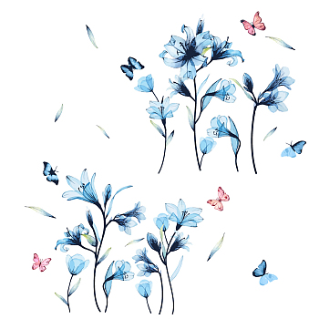 PVC Wall Stickers, Wall Decoration, Lily Pattern, 980x390mm, 3 sheets/set