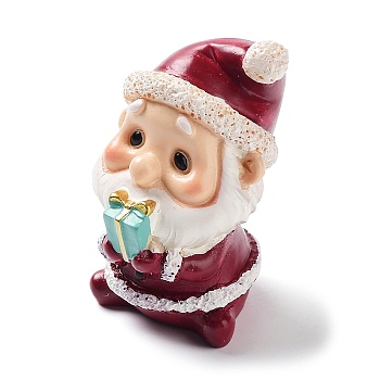 Christmas Animals Resin Sculpture Ornament, for Home Desktop Decorations, Santa Claus, 32x38x52mm