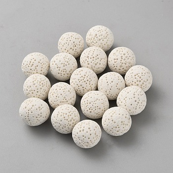 26Pcs Dyed Natural Lava Rock Beads, No Hole, Fragrance Diffuser Beads, White, 13mm