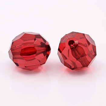 Faceted Round Transparent Acrylic Beads, Medium Violet Red, 14mm, Hole: 2mm, about 320pcs/bag