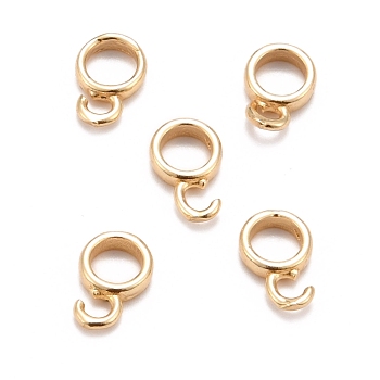 Brass Tube Bails, Loop Bails, Long-Lasting Plated, Ring, Real 18K Gold Plated, 8.5x6x2mm, Hole: 2mm, Inner Diameter: 4mm