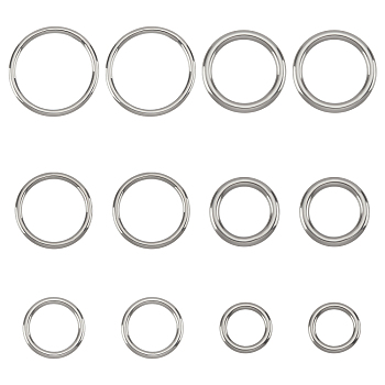 Unicraftale 12Pcs 6 Style 304 Stainless Steel Linking Rings, Ring, Stainless Steel Color, 21~37.5x3~4mm, Inner Diameter: 15~31.5mm, 2pcs/style