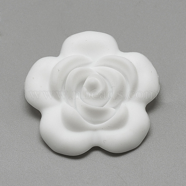 40mm White Flower Silicone Beads
