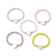 Natural Shell Heart & Glass Seed Beaded Stretch Rings(RJEW-JR00606)-1