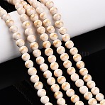 Natural Mashan Jade Beads Strands, Round, Dyed, Old Lace, 4~5mm, Hole: 0.7mm, about 92~95pcs/strand, 15.35~15.75 inch(39~40cm)(G-A255-A01-04I)