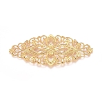 Brass Filigree Joiners, For DIY Bookmark Making, Flower, Golden, 82x35x0.8mm(KK-G368-01G)