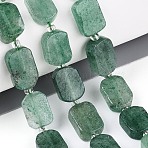 Natural Green Strawberry Quartz Beads Strands, with Seed Beads, Rectangle, 9.5~14x7~10x4~6.5mm, Hole: 0.8~1mm, about 12~15pcs/strand, 6.69~8.07''(17~20.5cm)(G-C098-A36-01)