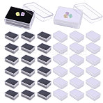 30Pcs 2 Colors Rectangle Transparent Plastic Loose Diamond Gemstone Storage Boxes, with Black and White Sponge Inside, Clear, 5.7x4x1.9cm, 15pcs/color(CON-CA0001-033)