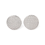 304 Stainless Steel Stud Earrings for Women, Flat Round, 22mm(EJEW-L272-029P-01)