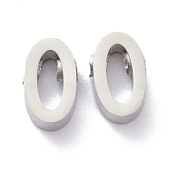 304 Stainless Steel Charms, Alphabet, Stainless Steel Color, Letter.O, 8x5x3mm, Hole: 1.8mm(STAS-K216-41O-P)