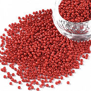11/0 Grade A Round Glass Seed Beads, Baking Paint, Crimson, 2.3x1.5mm, Hole: 1mm, about 48500pcs/pound(SEED-N001-A-1008)