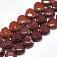 Natural Red Rainbow Jasper Beads Strands, Faceted, Heart, 14.5~15x15~15.5x7~8mm, Hole: 1.2mm, about 14pcs/strand, 7.6 inch(G-S357-E02-02)