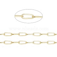 Ion Plating(IP) 304 Stainless Steel Paperclip Chains, Soldered, with Spool, Golden, 5.5x2.2x0.5mm, 10m/roll(CHS-F010-01H-G)