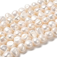 Natural Cultured Freshwater Pearl Beads Strands, Two Side Polished, Seashell Color, 9~10.5x10~11x7~8mm, Hole: 0.5mm, about 38pcs/strand, 14.25~14.37''(36.2~36.5cm)(PEAR-E017-23)