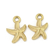 Ion Plating(IP) 304 Stainless Steel Charms, Starfish Charm, Real 18K Gold Plated, 14x10x3mm, Hole: 2mm(STAS-I307-517G)