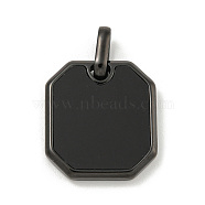 304 Stainless Steel Pendants, with Black Acrylic, Octagon Charm, Black, 20x18x3mm, Hole: 3x5mm(STAS-F307-08EB)