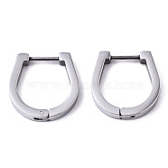 304 Stainless Steel Huggie Hoop Earrings, Oval, Stainless Steel Color, 16.5x16x3mm, Pin: 0.8mm(STAS-R115-18P)