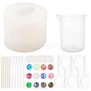DIY Ghost Silicone Molds Kits, Including Wooden Craft Sticks, Plastic Pipettes, Latex Finger Cots, Plastic Measuring Cups, plastic Spoon, Nail Art Sequins/Paillette, White, 67x54mm, Inner Diameter: 32x42mm, 1pc(DIY-OC0003-49)