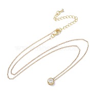 Brass Micro Pave Cubic Zirconia Pendant Necklaces, with Brass Cable Chains and Lobster Claw Clasps, Packing Box, Real 18K Gold Plated, 17.1 inch(43.5cm), 1mm(NJEW-JN02426)