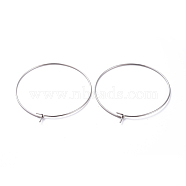 316 Surgical Stainless Steel Hoop Earring Findings, Wine Glass Charms Findings, Stainless Steel Color, 35x0.7mm, 21 Gauge(STAS-J025-01E-P)