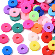 Handmade Polymer Clay Beads, Disc/Flat Round, Heishi Beads, Mixed Color, 8x0.5~1mm, Hole: 2mm, about 13000pcs/1000g(CLAY-R067-8.0mm-BM1)