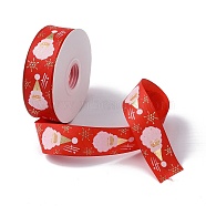 25 Yards Flat Christmas Theme Printed Polyester Grosgrain Ribbon, for DIY Jewelry Making, Red, 7/8~1 inch(23~25mm)(OCOR-C004-04A)