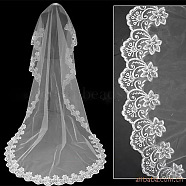 Nylon Bridal Veils, Embroidery Lace Edge, for Women Wedding Party Decorations, White, 3000mm(WG47232-01)