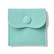 Velvet Jewelry Storage Pouches, Square Jewelry Bags with Snap Fastener, for Earrings, Rings Storage, Turquoise, 6.75~6.8x7cm(TP-B002-02C)