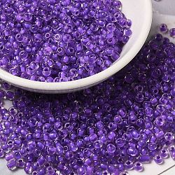 12/0 Transparent Glass Seed Beads, Inside Colours, Round Hole, Round, Blue Violet, 1.5~2mm, Hole: 1mm(X-SEED-F003-03C-09)