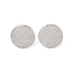 Non-Tarnish 304 Stainless Steel Stud Earrings for Women, Flat Round, 22mm(EJEW-L272-029P-01)